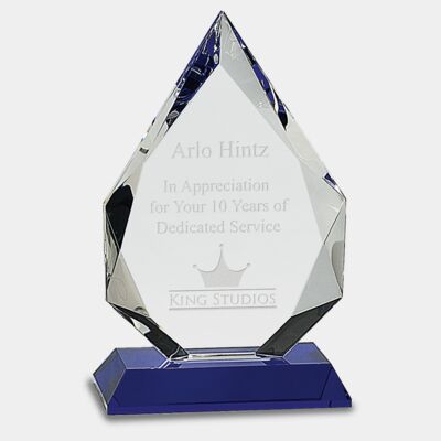 CRY505S - 8" Diamond Crystal on Blue Pedestal Base Thumbnail