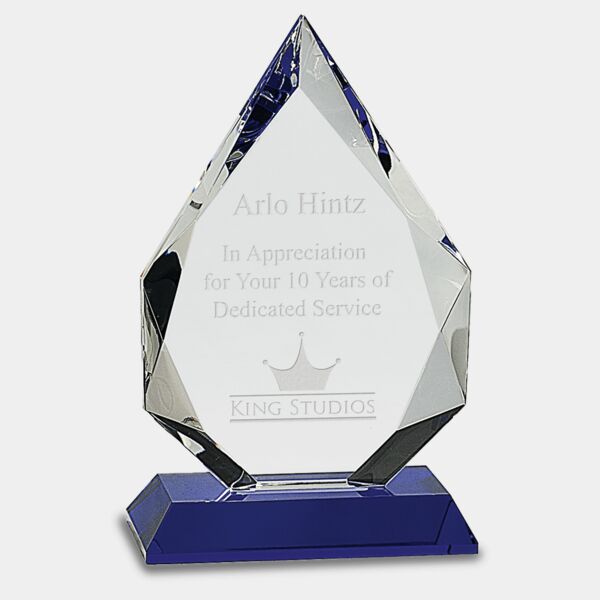 CRY505S - 8" Diamond Crystal on Blue Pedestal Base Thumbnail