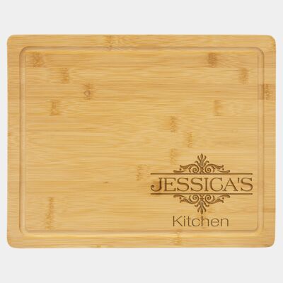GFT443 - 13 3/4" x 11" Bamboo Cutting Board with Drip Ring Thumbnail
