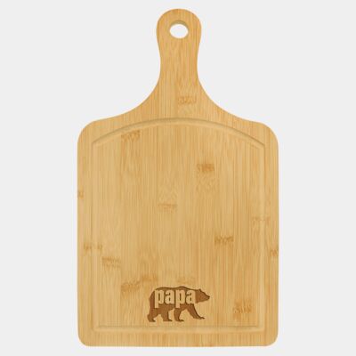 GFT448 - 15 1/2" x 9" Bamboo Cutting Board Paddle Shape with Drip Ring Thumbnail