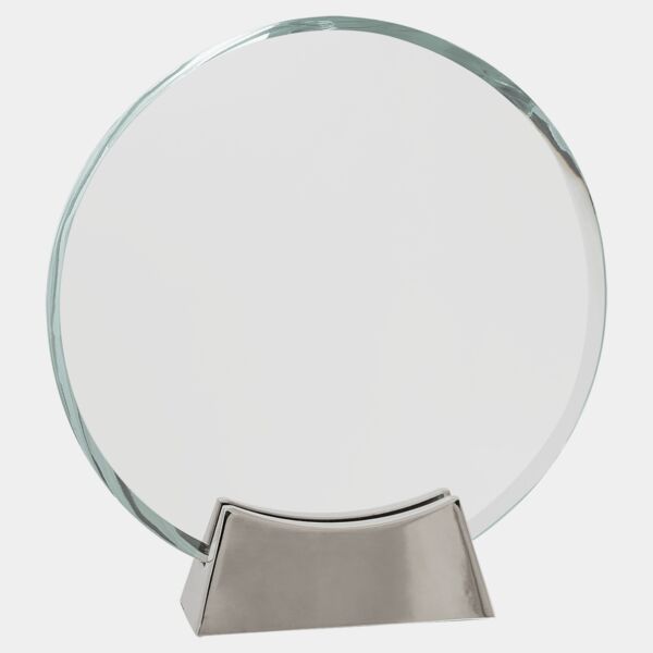 PLG27 - 7 1/4" Round Platinum Glass with Full Metal Base Thumbnail