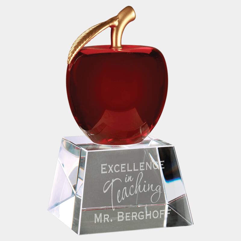 CRY1554 - 6" Red Crystal Apple with Clear Base Thumbnail