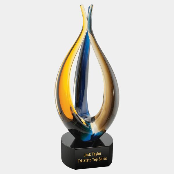 AGS70 - 11 1/2" Blue/Brown Tri Rise Art Glass Thumbnail