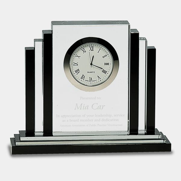CRY171 - 6" Clear Crystal with Clock and Black Crystal Trim Thumbnail