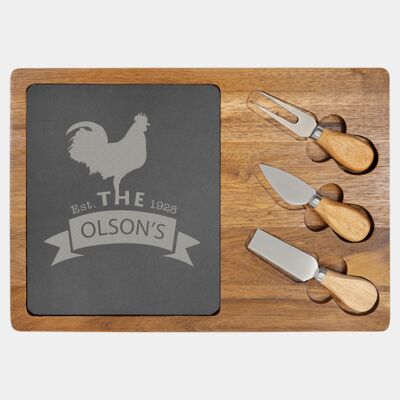 Acacia Wood/Slate Rectangle Cheese Set Thumbnail