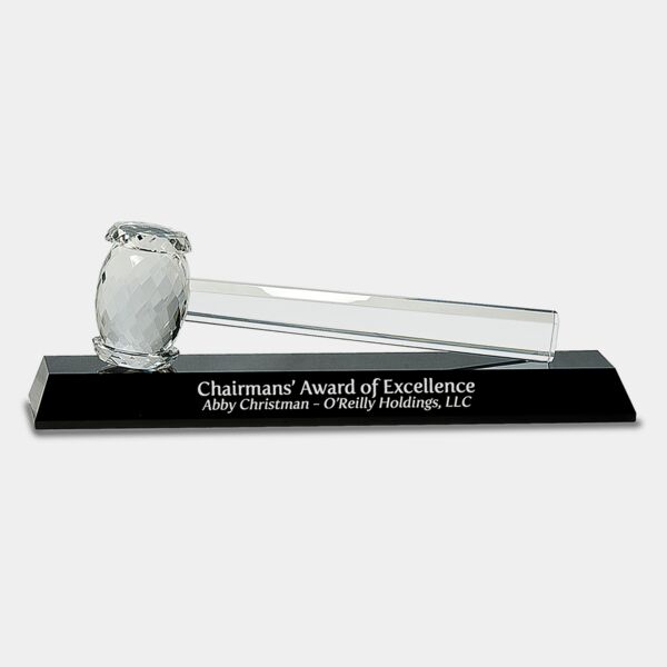 CRY047 - 13 7/8" x 4 1/4" Crystal Gavel on Black Base Thumbnail