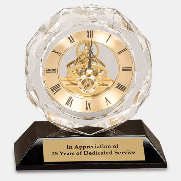 CRY053 - Gold Accented Crystal Desk Clock Thumbnail