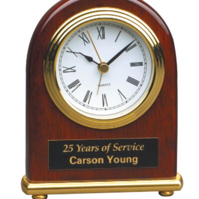 T001  Rosewood Piano Finish Arch Desk Clock  Thumbnail