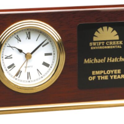 T061  Rosewood Piano Finish Horizontal Desk Clock  Thumbnail