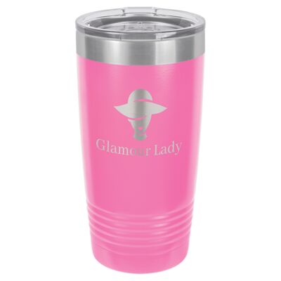 LTM7205-Polar Camel 20 oz. Pink Ringneck Vacuum Insulated Tumbler w/Clear Lid Thumbnail