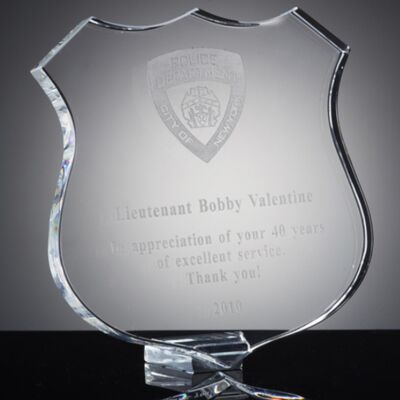 7 inch x 6-1/2 inch Crystal Police Shield Thumbnail