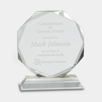 CRY62 - 6" Clear Crystal Octagon on Clear Pedestal Base Thumbnail