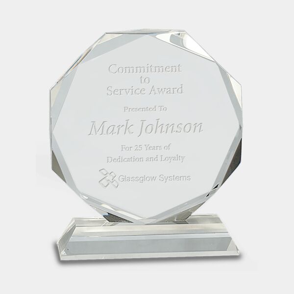 CRY62 - 6" Clear Crystal Octagon on Clear Pedestal Base Thumbnail