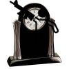 [T307] 8.25" Black/Silver Piano Finish Clock Thumbnail